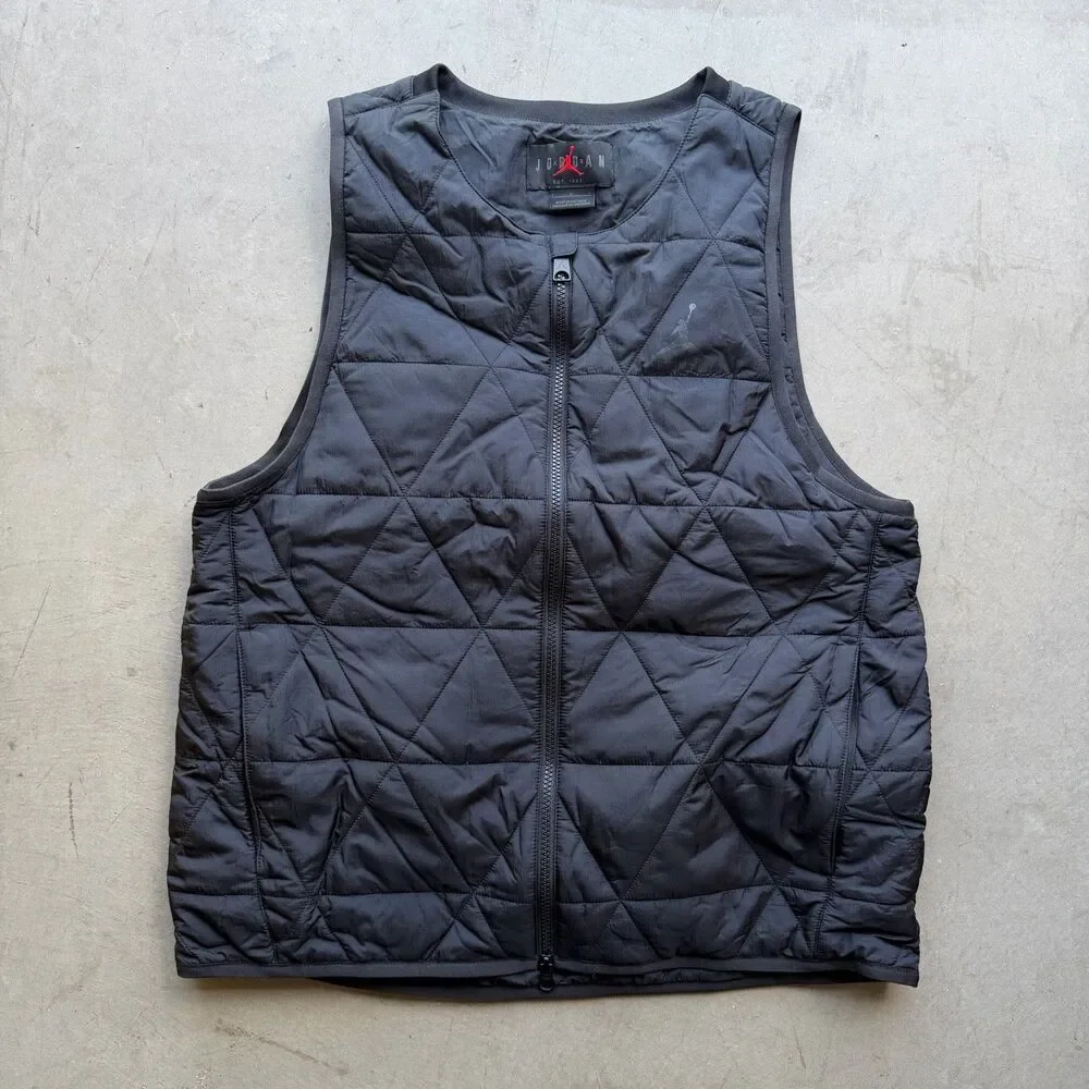 Jordan Mens L Golf Gilet Puffer Vest Jacket Sail Black Jumpman FB3265 Quilted